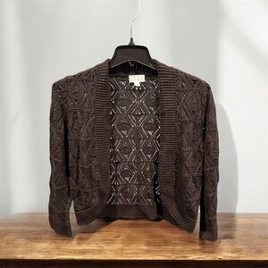 Joan Rivers Open Front Black Knit Long Sleeve Sweater Size S NWOT